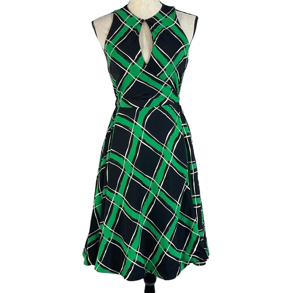 Maple Anthro SZ 8 Wrap Dress Fit 'n Flare Geometric Surplice V-Neck Sleeveless